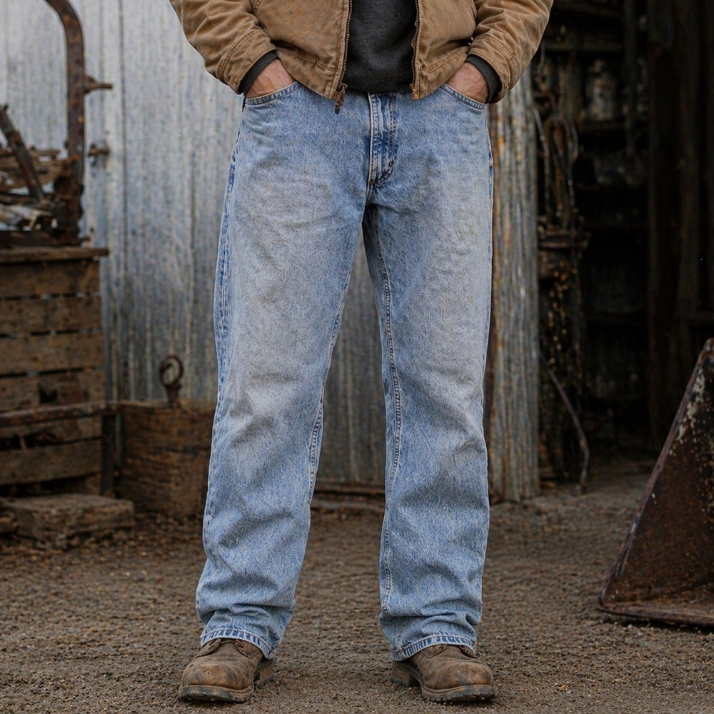 Carhartt B189 LVN Loose Fit Straight Leg Jeans Light Wash Denim Workwear 40x34